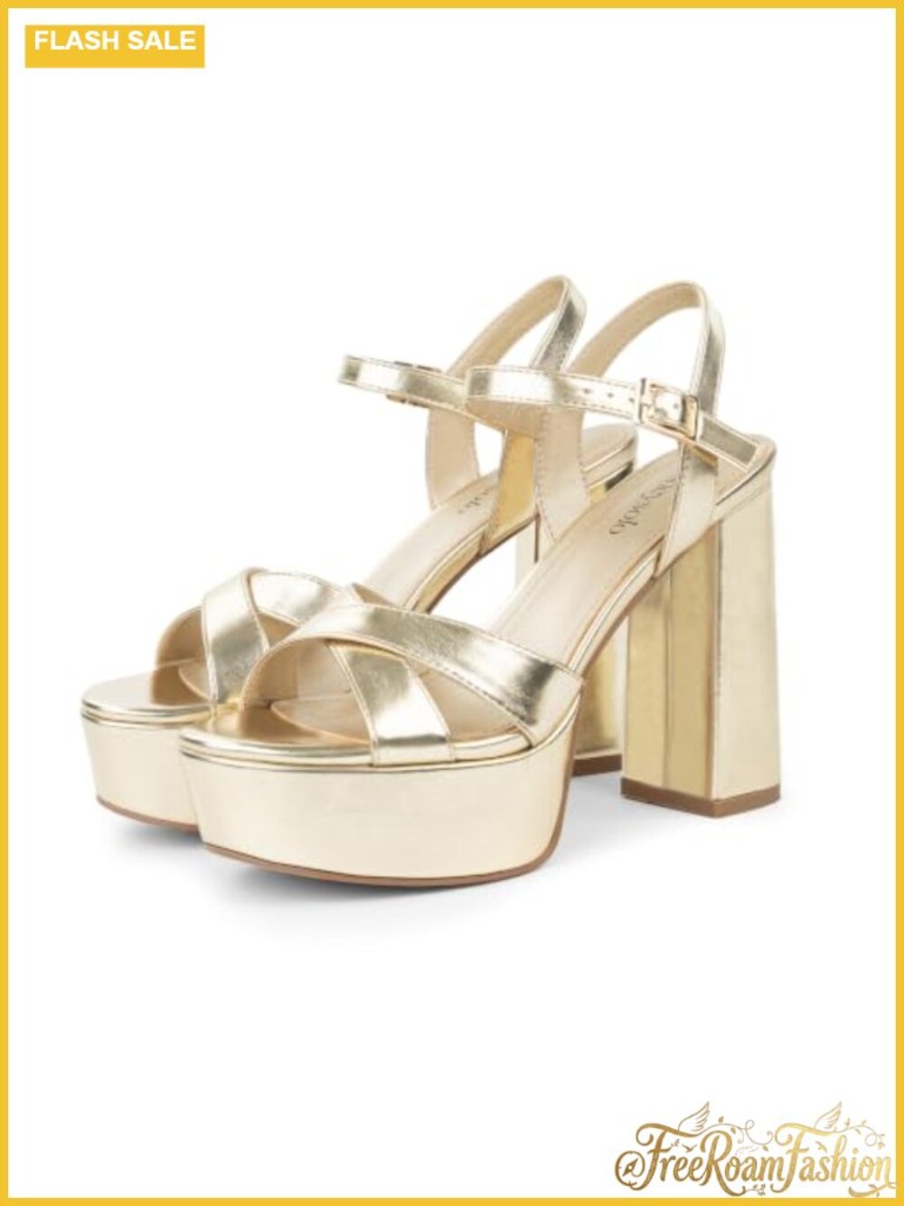 Platform Heels Open Toe Chunky High Heel Faux Leather Sandals